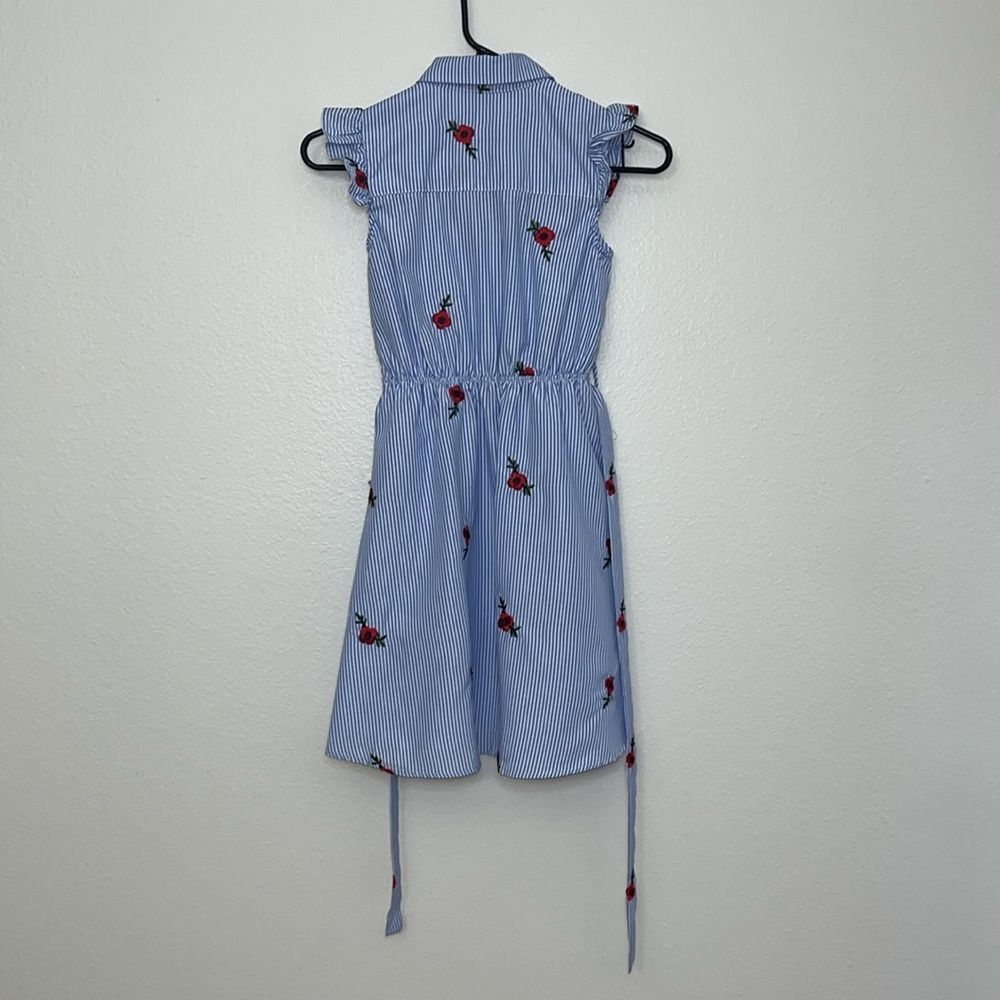 Monteau girl Sz 10(M) Stripped with Floral Embroidery Belted Shirt Dress NWOT - Picture 8 of 10